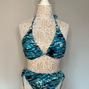VENUS Teal and Black Animal Print Bikini